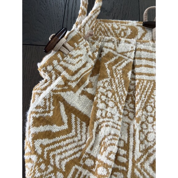 Vintage Yellow Cream Large Shoulder Bag Wooden Toggle Buttons - Picture 2 of 8